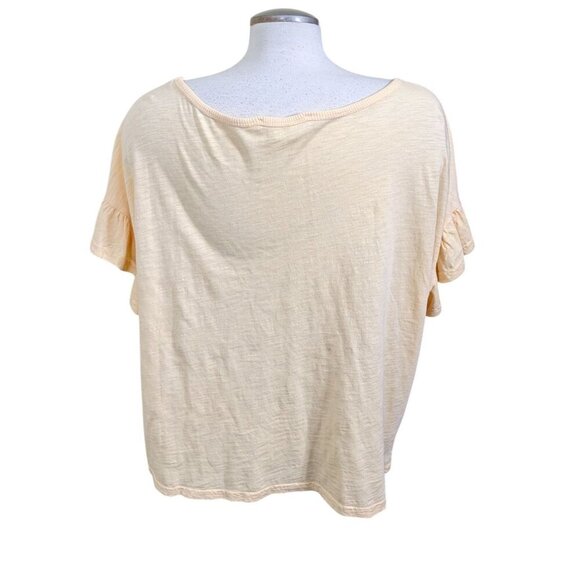 Jane Delancey Womens Top Size XL Peach Pastel Orange Ruffle Short Sleeve Cotton - Picture 3 of 8